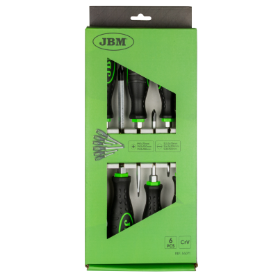 SET DI 6 CACCIAVITI LAMA PASSANTE (3 A CROCE+3 PIATTE) JBM