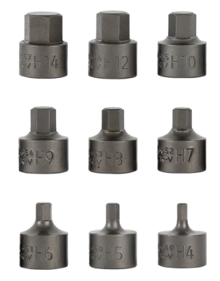 SET 9 PEZZI DI BUSSOLE CORTE ESAGONALI DA 3/8" JBM