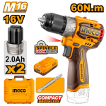 TRAPANO BRUSHLESS 60N CON 2 BATT.16V INGCO