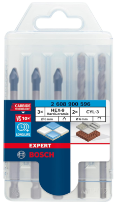 Set punte Expert HEX-9 HardCeramic & CYL-3 Ø6x60 mm, 5pz