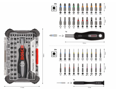 Set bit di avvitamento di precisione, 6x42 pz