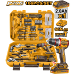 INGCO SET VALIGETTA CON 166 PZ.CON CIDLI20668E E BATT.