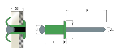 FERVI FIORIVBIANCO-RIV.ALU/ACCIAIO BIANCO TT F.5,25 5,0X16,0 - 500PZ