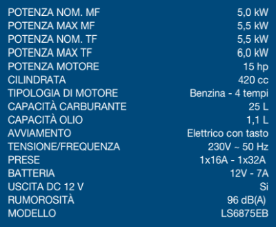 VINCO & HYUNDAI GENERATORE BENZ. 5 KW V.220- KW5 380V. HYUNDAI
