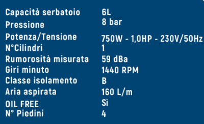 VINCO & HYUNDAI COMPRESSORE OIL FREE 6L 1HP SIL VINCO